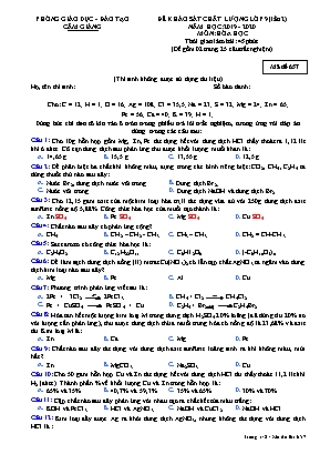 Đề khảo sát chất lượng Lớp 9 (Lần 2) môn Hóa học - Mã đề 657 - Năm học 2019-2020 - Phòng giáo dục và đào tạo Cẩm Giàng